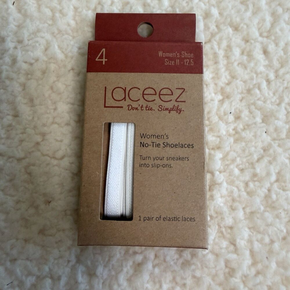 Laceez Women’s  No Tie Shoelaces 1 Pack (1 Pair) White 11-12.5